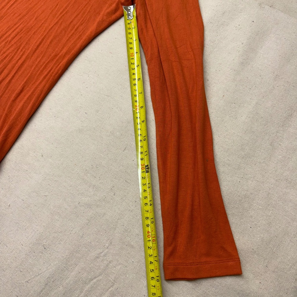 Womens Burnt Orange Ribbed Long Sleeve Henley Top XL HF-000034 - Picture 7 of 11